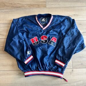 STARTER Blue Pullover Jacket with Red and White Trim